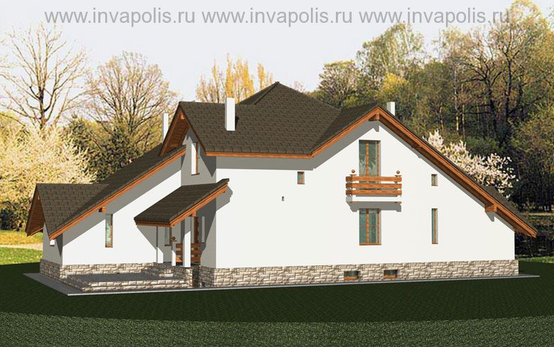 Вид дома с улицы проекта дома НОВГОРОД - 3d визуализация