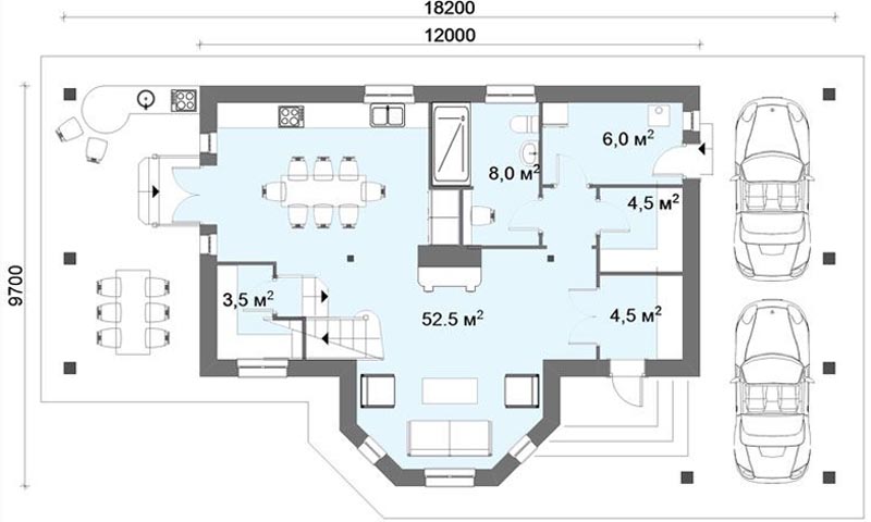 план первого этажа дома шале