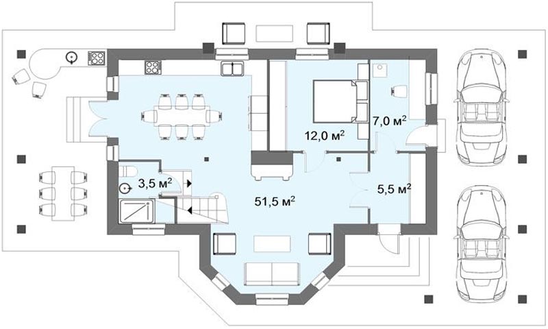 вариант плана дома со спальней на первом этаже