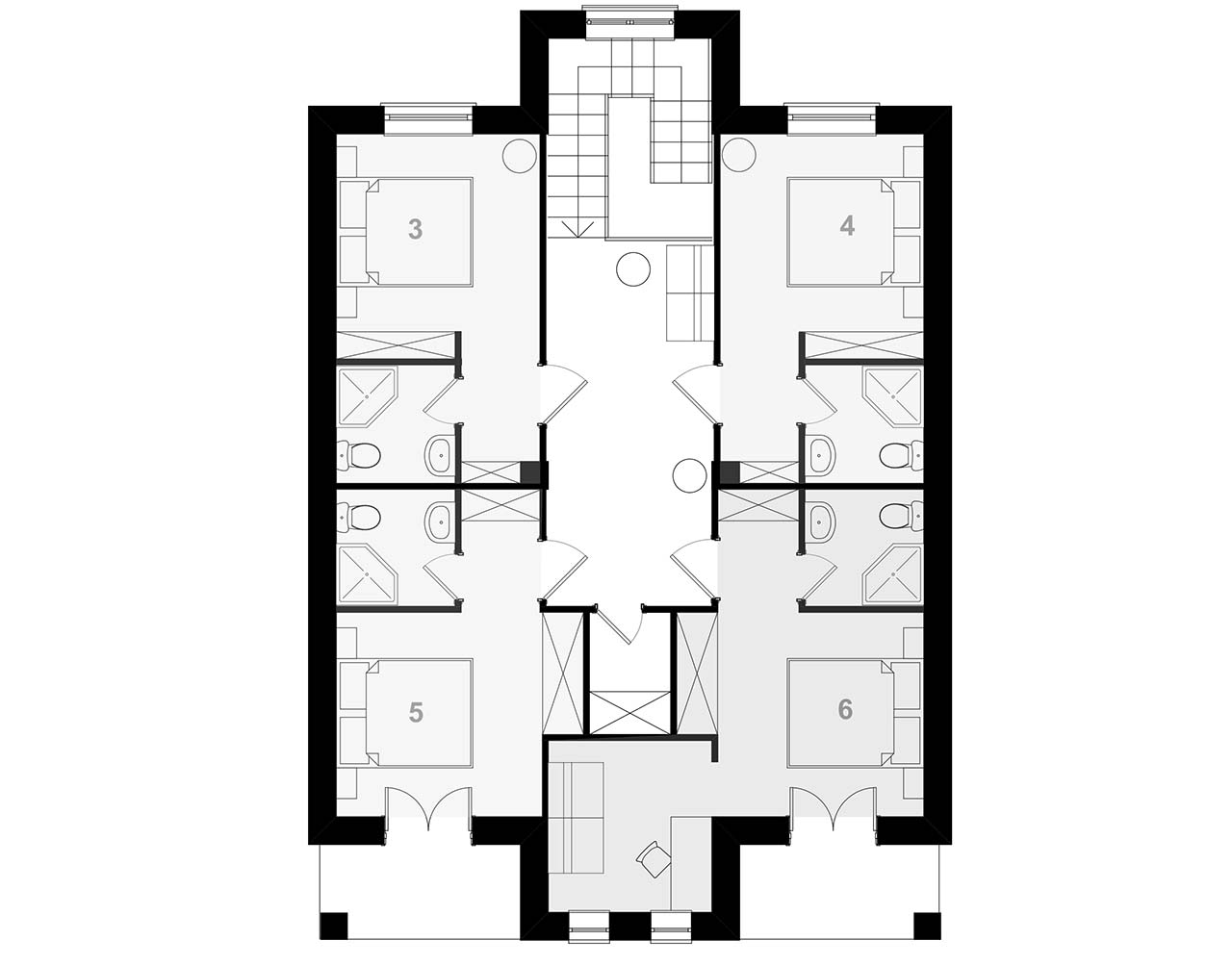 второй этаж - планировка маленького мотеля