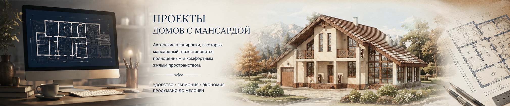 авторские проекты домов с мансардой