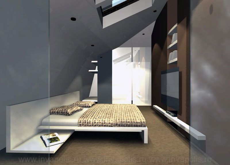 спальня и гардеробная - на втором уровне двухуровневой квартиры