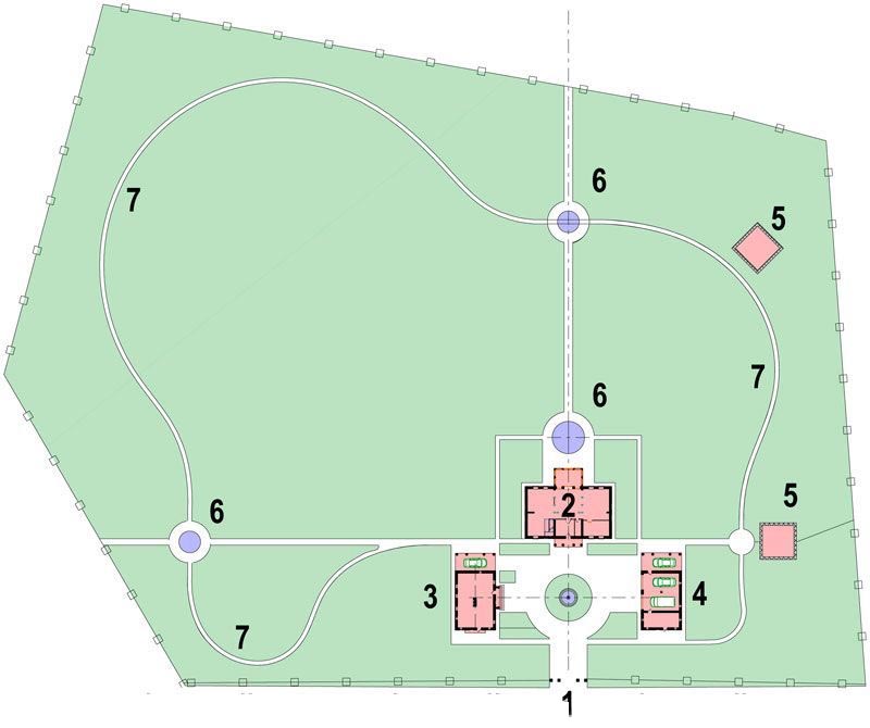 Генплан усадьбы МЕЗОНИН на большом участке земли