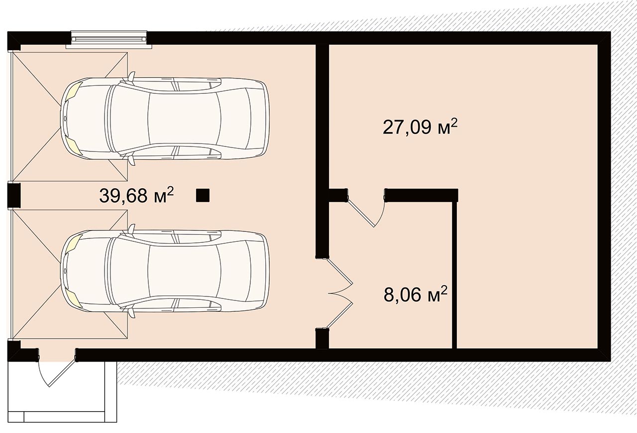 План нижнего уровня с гаражом гостевого дома ГУРЗУФ