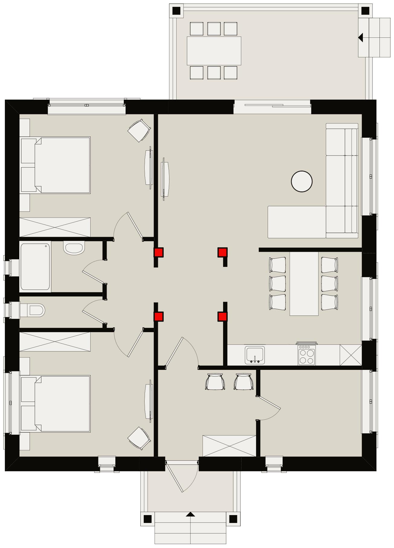 планировка дома 10х10 метров с изолированной кухней
