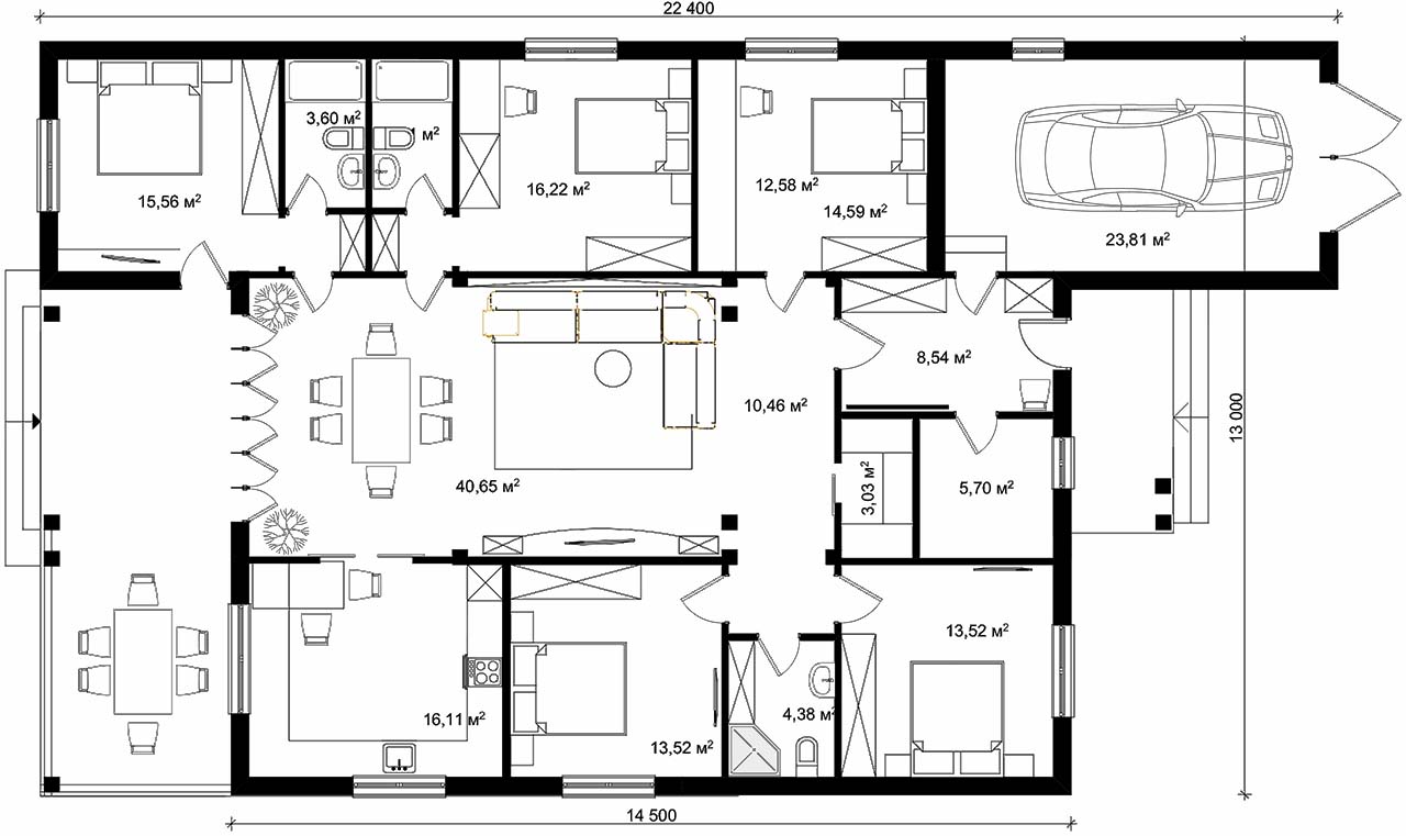 план с большими спальнями