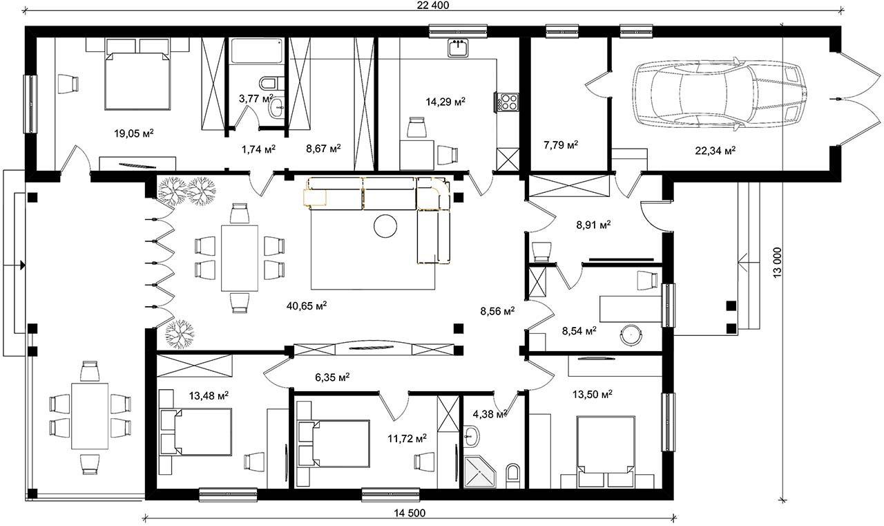план с кухней у входа