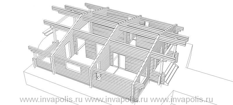 визуализация конструкций сруба 13 на 15 метров