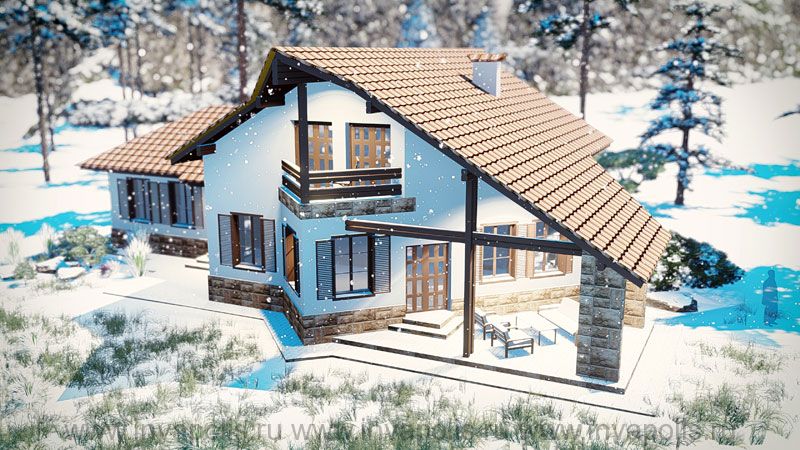 проект европейского дома с маленьким балконом