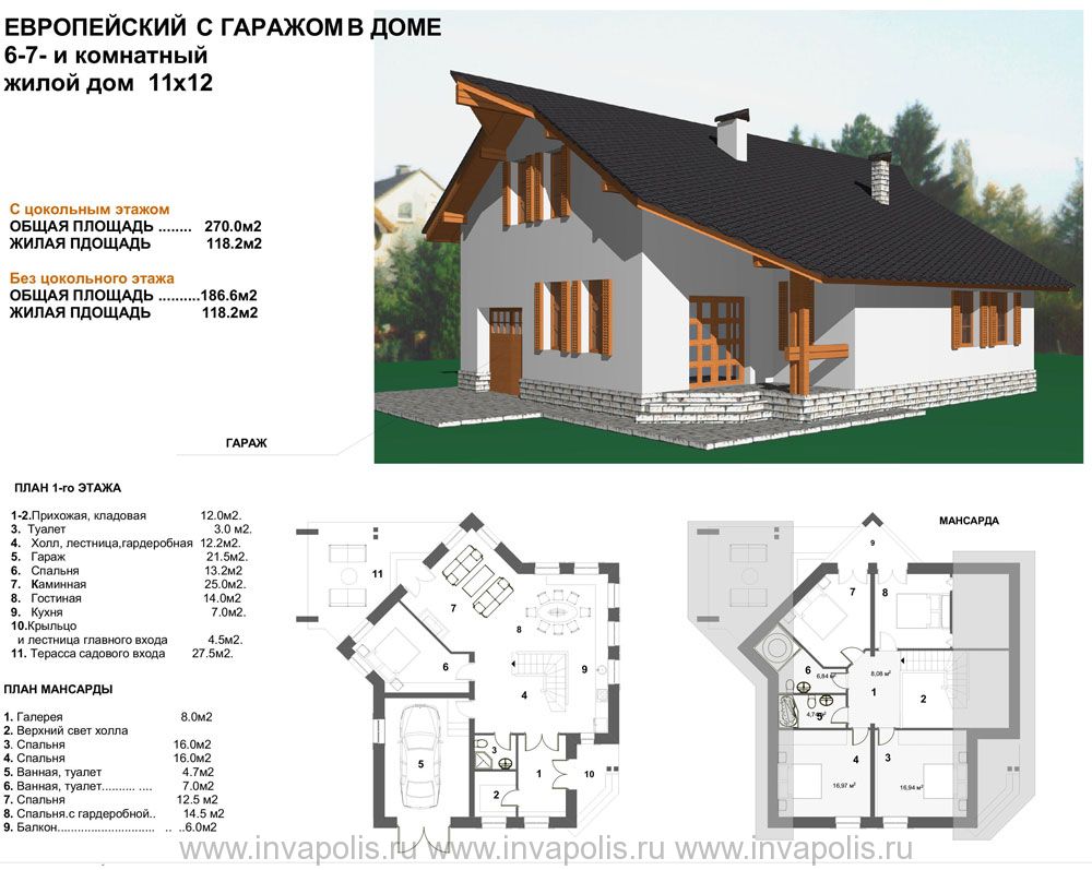 Вариант проекта ЕВРОПЕЙСКИЙ с гаражом