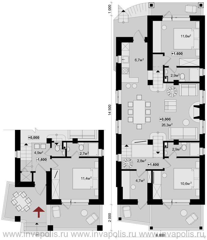 План верхнего и нижнего этажей дома ХОСТА