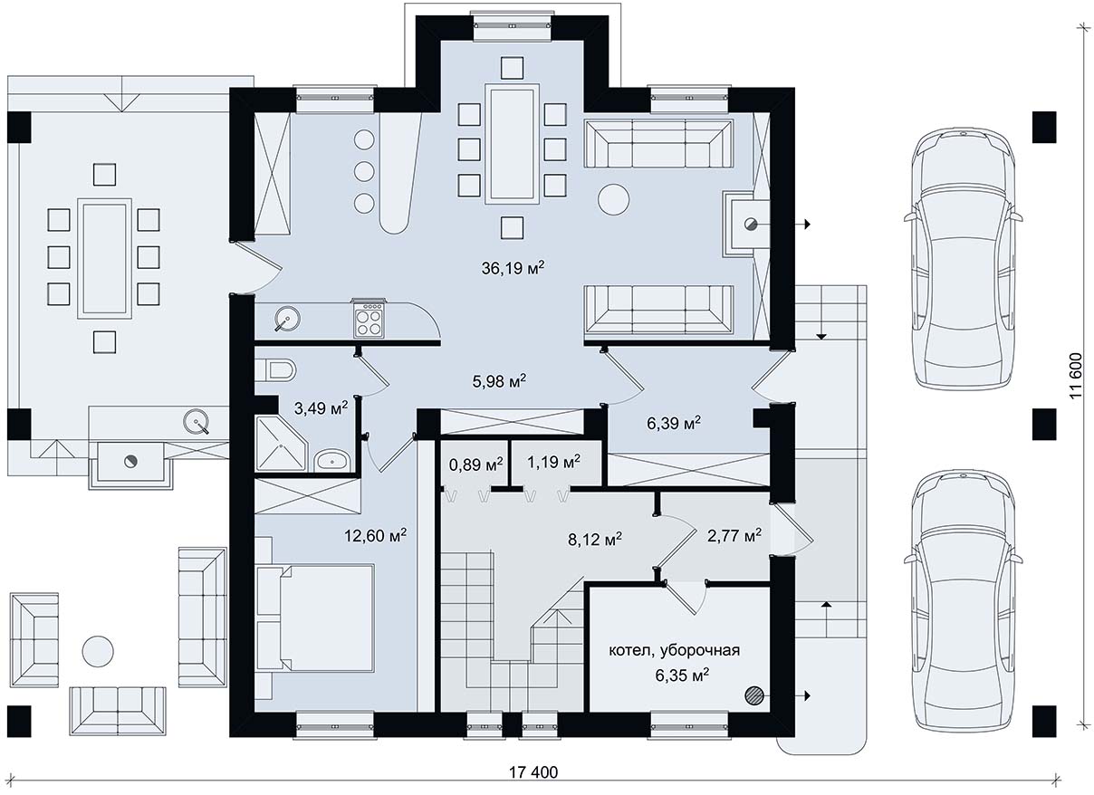 планировка 1 этажа с квартирой хозяев