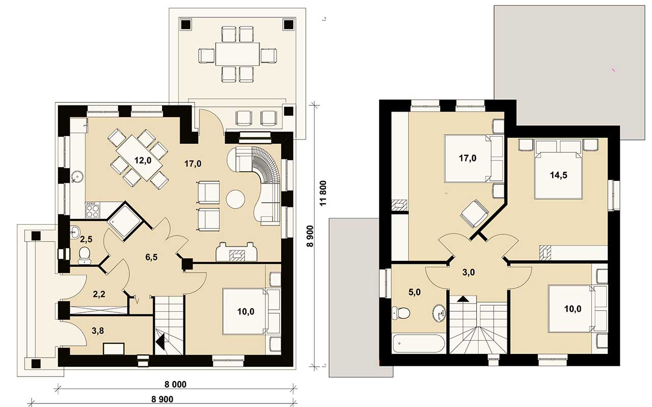четыре комнаты в маленьком доме с мансардой КОМФОРТ