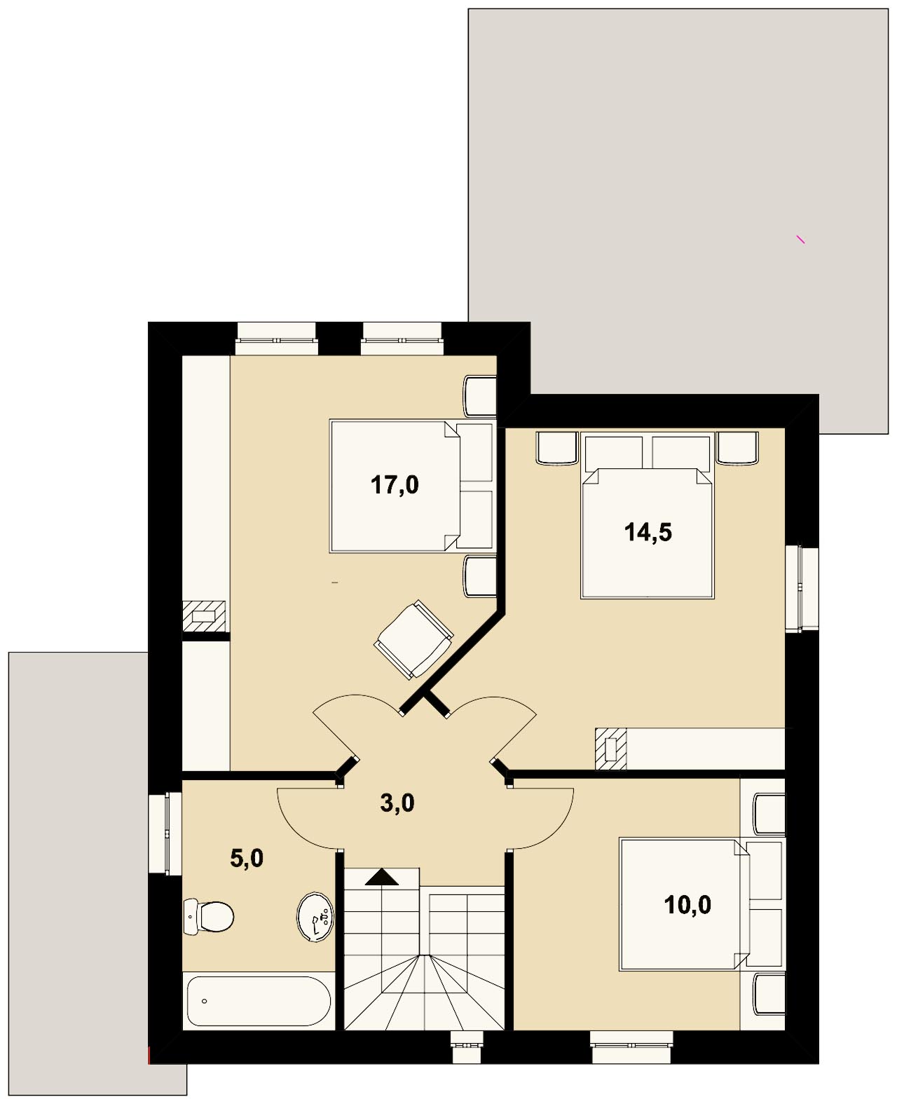 план второго этажа проекта дома 100 м2