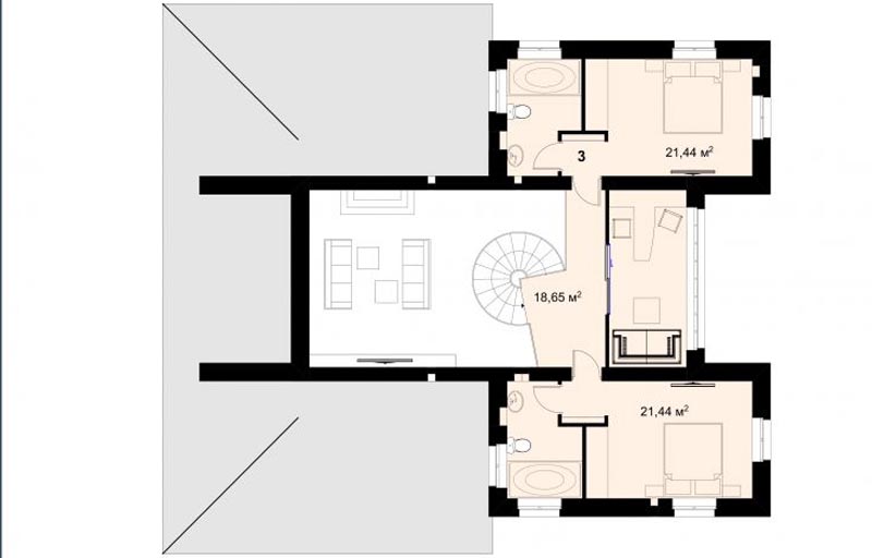 план 2-го этажа двухэтажного КОТТЕДЖА 13  х 18 метров - готовый проект от Инваполис