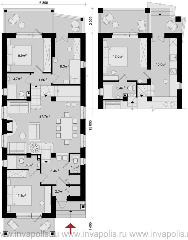 План верхнего и нижнего этажей дома МАЦЕСТА