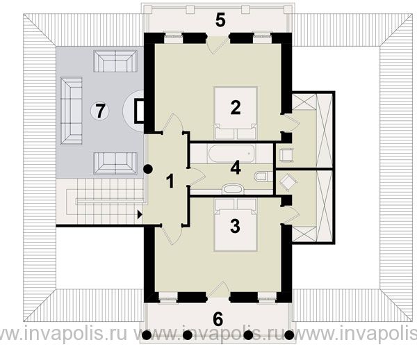 план мезонина дома 10 на 13 метров в классическом стиле