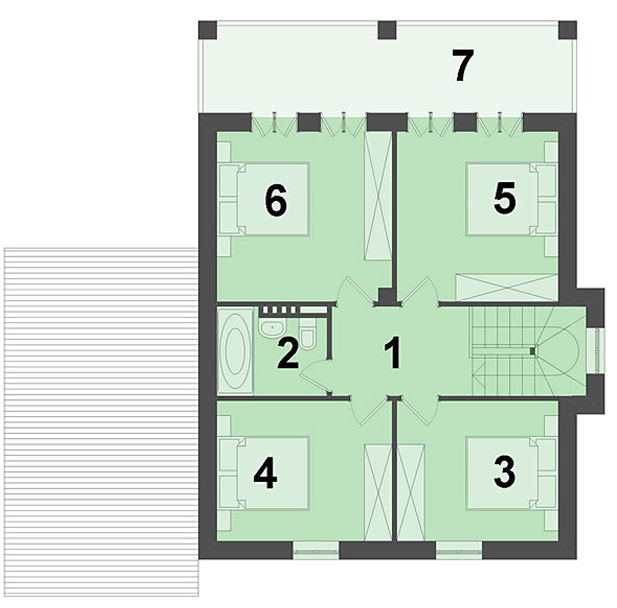 Планировка второго этажа базового проекта простого дома из блоков