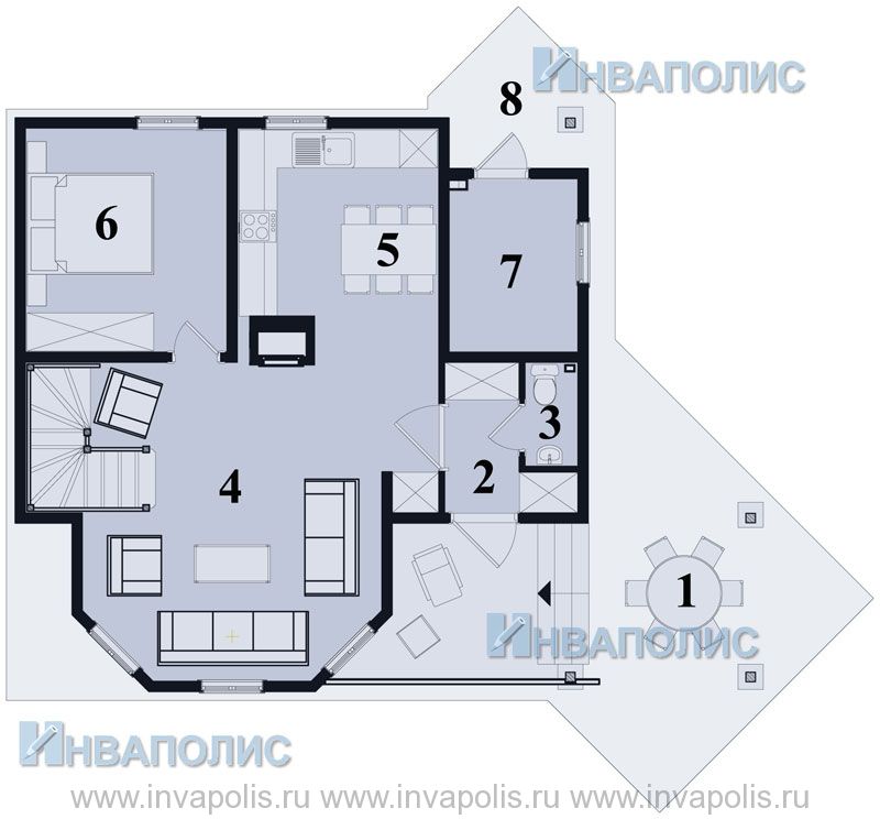 план первого этажа дома Подмосковье- брус