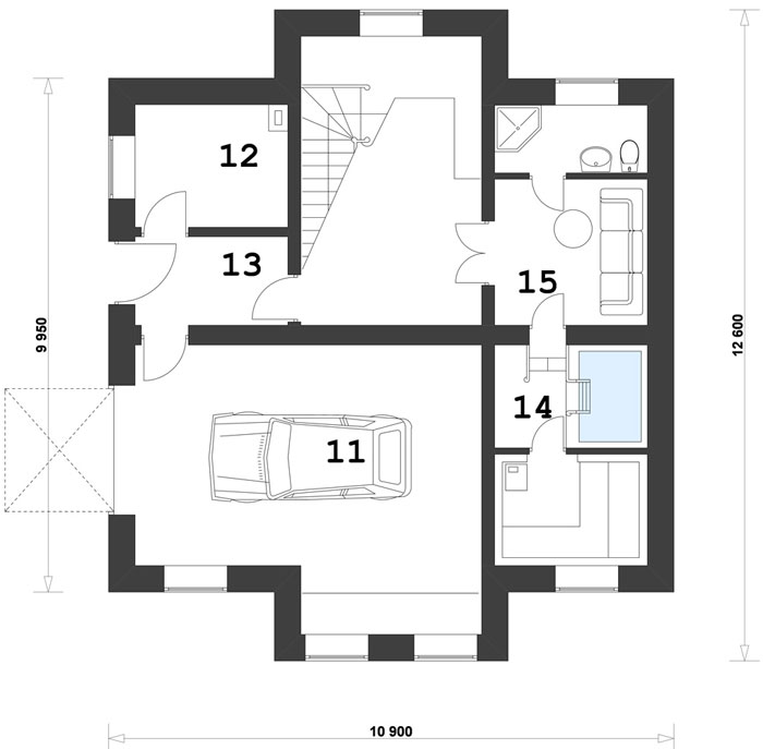 проект двухэтажного дома с гаражом в цокольном этаже