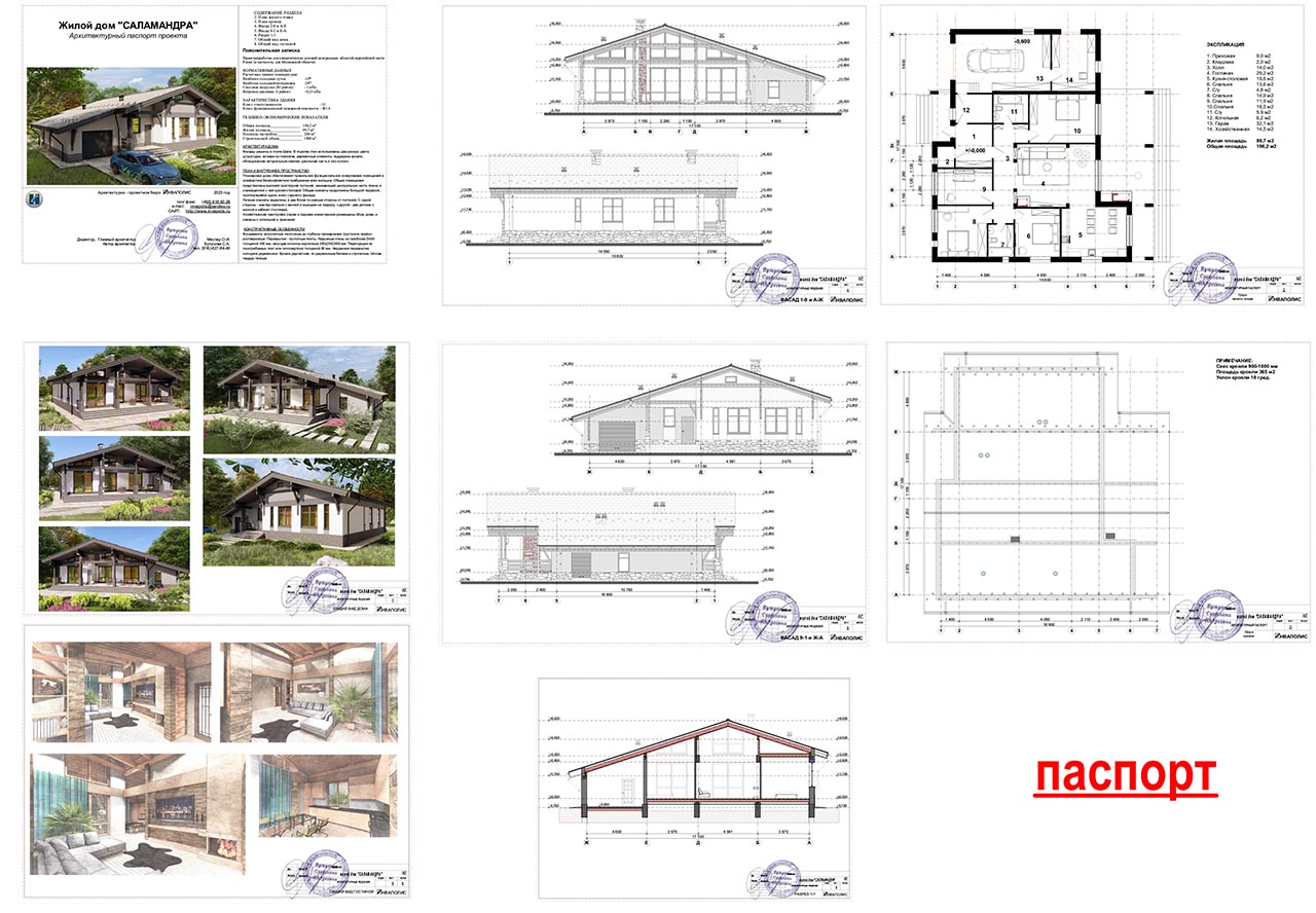паспорт проекта дома с гаражом и садовой кладовой
