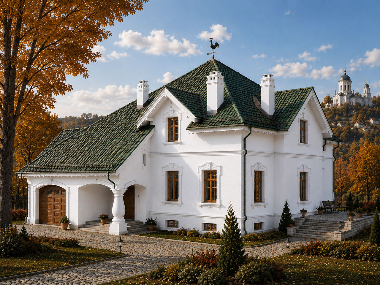 проект дома в стиле белокаменных палат, фасад