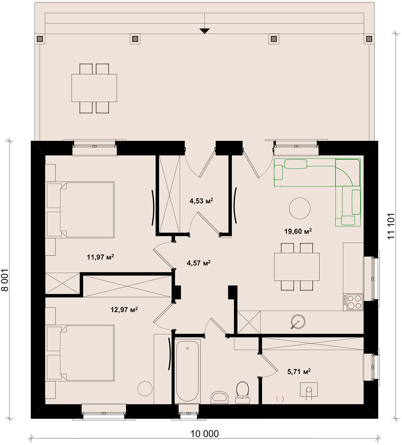 вариант плана с мастер-спальней