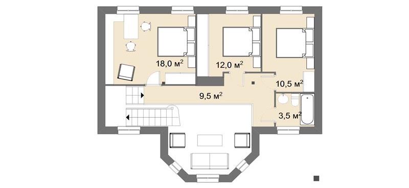 план мансардного этажа дома шале