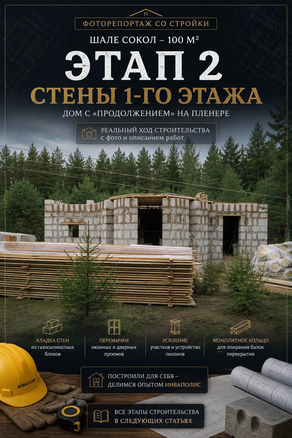 ДОМ с «ПРОДОЛЖЕНИЕМ» – стены 1-го этажа