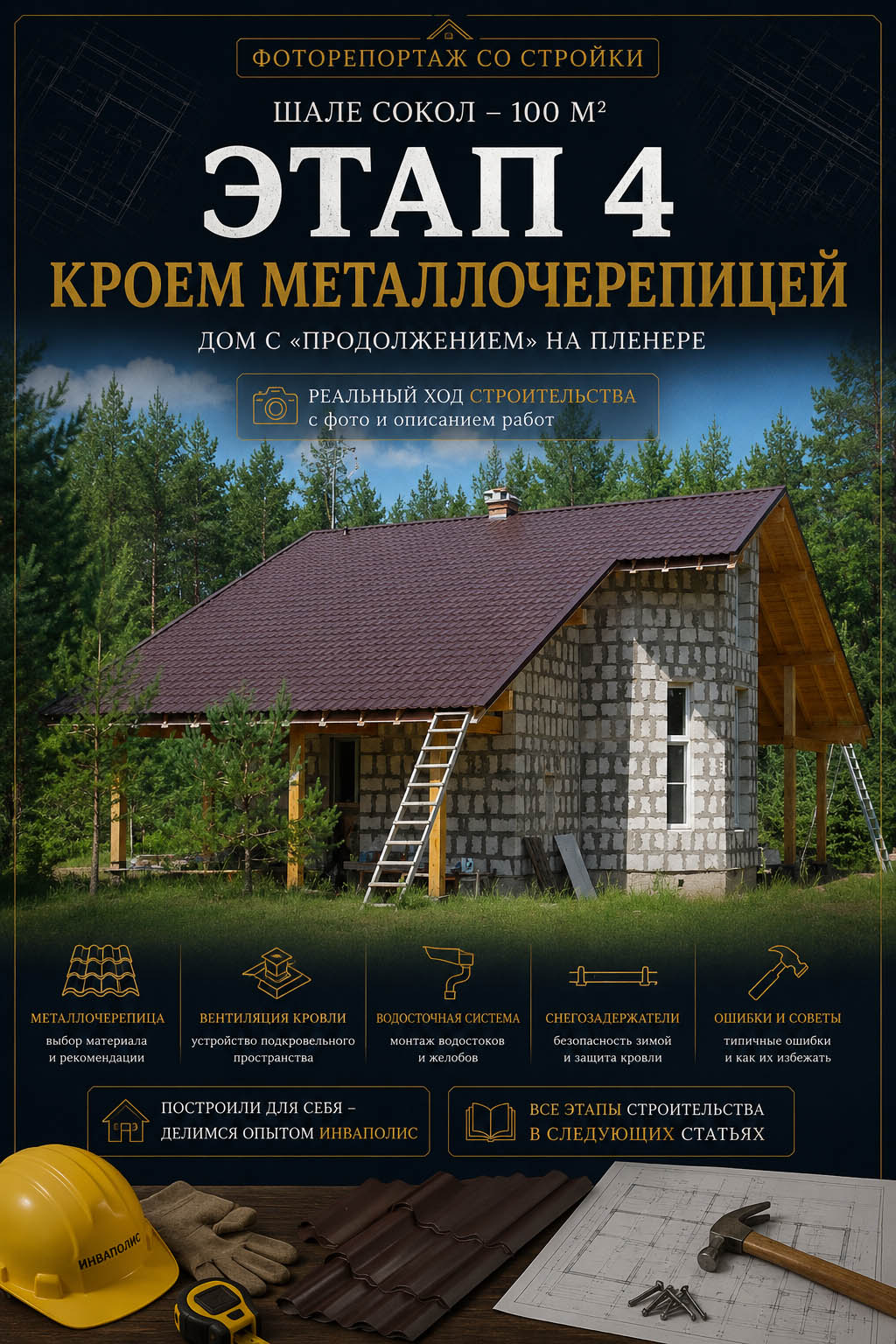 ДОМ с «ПРОДОЛЖЕНИЕМ» – кроем металлочерепицей
