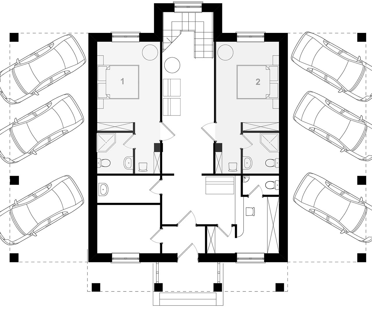 план организации мотеля на 6 номеров и 6 машин