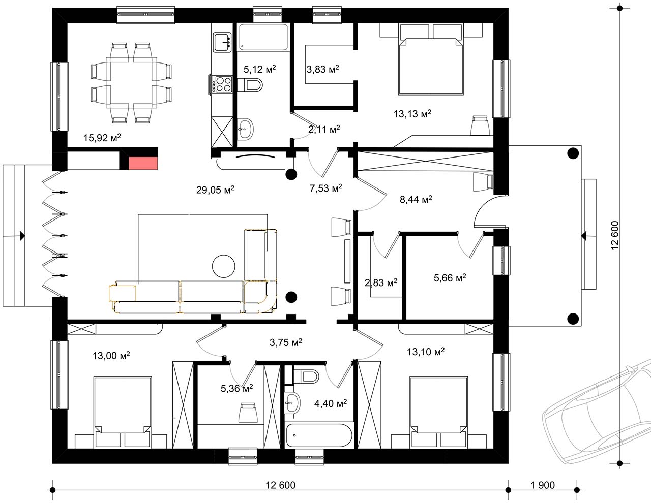 вариант плана с кладовкой
