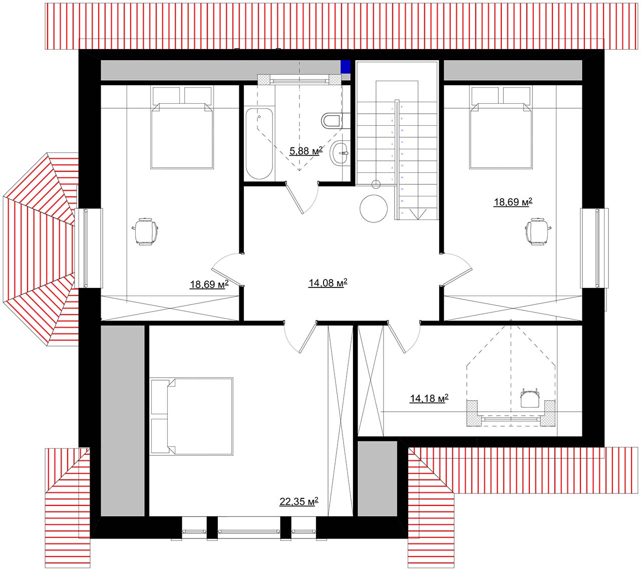второй этаж английского коттеджа