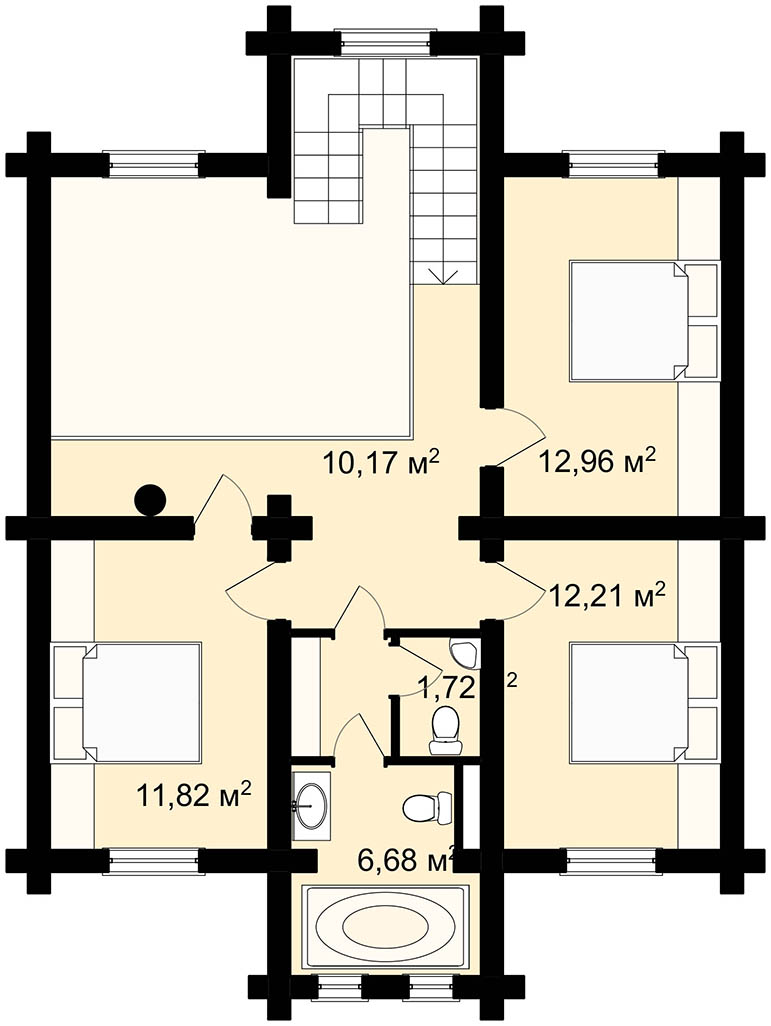 В_АЛДАЙ - второй этаж рубленного дома с 4 спальнями и вторым светом гостиной - бюро ИНВАПОЛИС