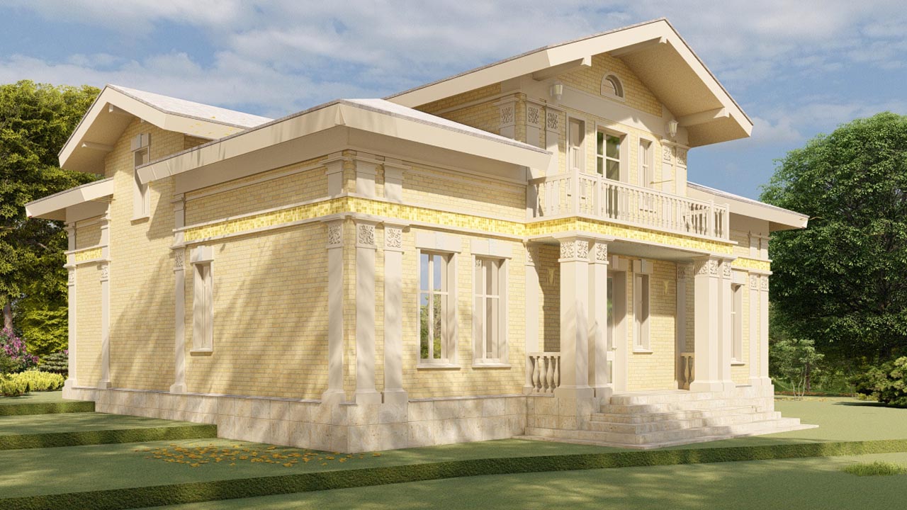 классический фасад с плиткой