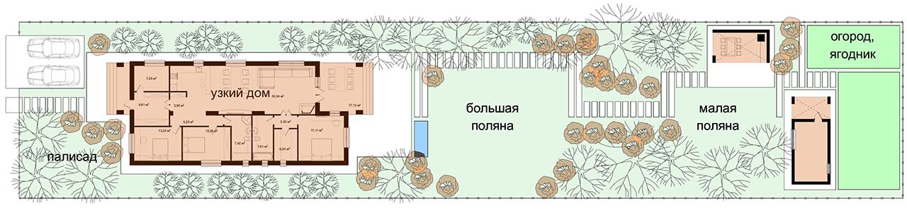 планировка узкого участка